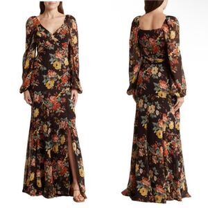 VERONICA BEARD NWT Avani Floral Silk Chiffon Dress in Oxblood Multi Size 6